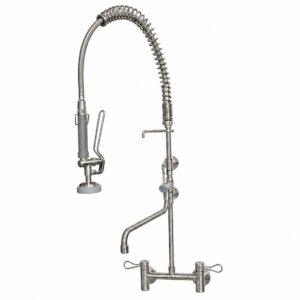 Cj. Mist. Duplocomando Pré-Lavagem 627 c/ Bica Móvel Parede Aço Inox AISI 304