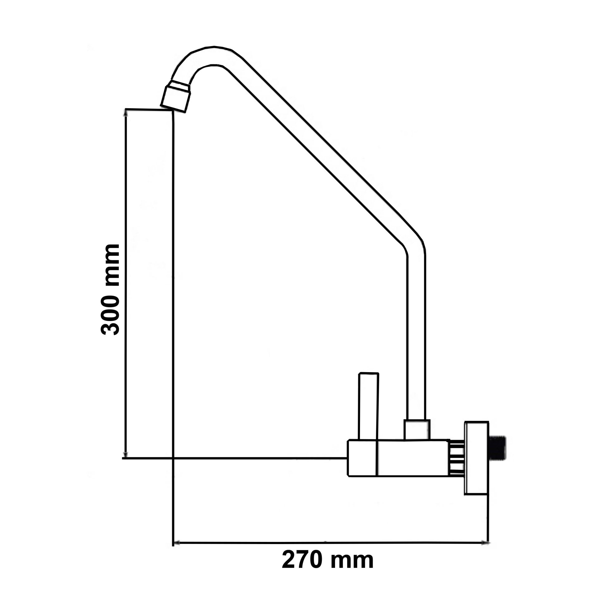 Misturador Duplocomando 265 Parede Bica Móvel 300X270 mm Aço Inox AISI 304 VRH-30 - Imagem 3